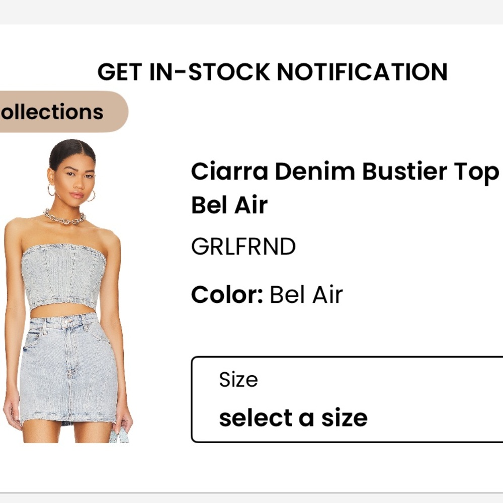 GRLFRND Light Blue Denim Bustier Top